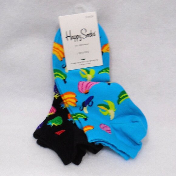 nwt HAPPY SOCKS 2 pr Low Socks Unisex 41-46 (womens 10-12.5/mens 8-12) - Picture 1 of 4